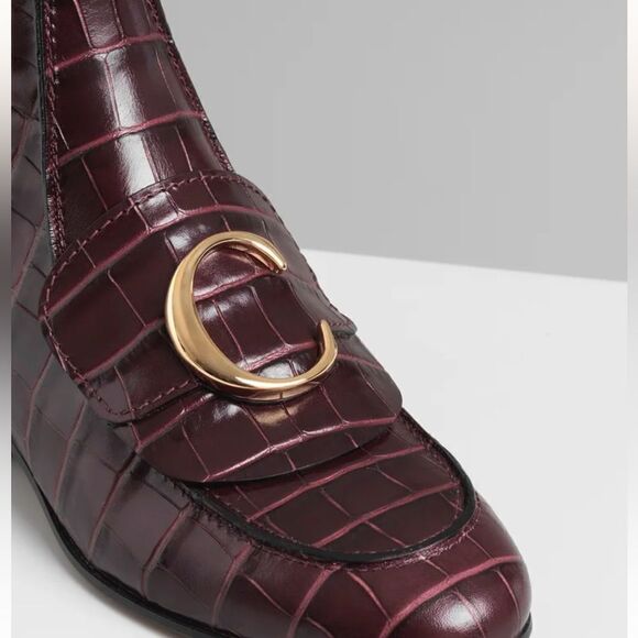 Chloe C Flat Chelsea Boots Burgundy - Picture 2 of 8